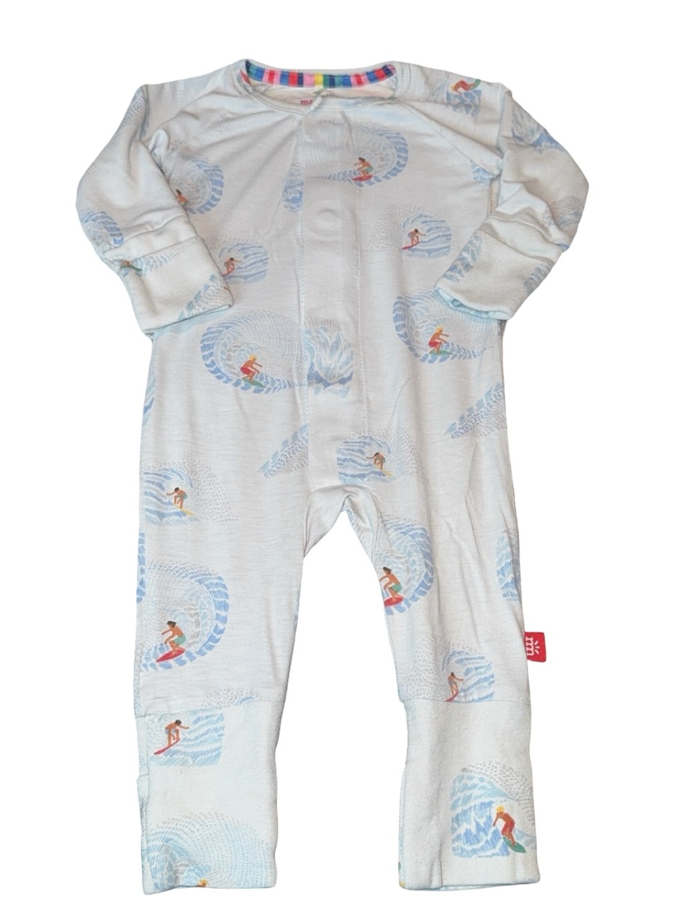 Magnetic Me White Surf Print Kids One-Piece Sleeper